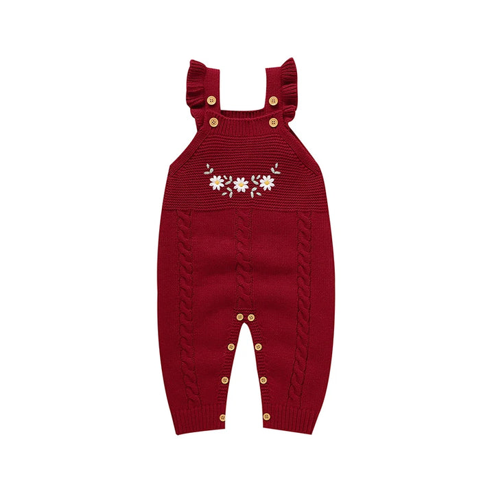 Newborn Baby Girls Rompers Clothes 0-18m Floral Knitted Infant Sleeveless Jumpsuits Outwear Toddler Playsuits One Piece Overalls