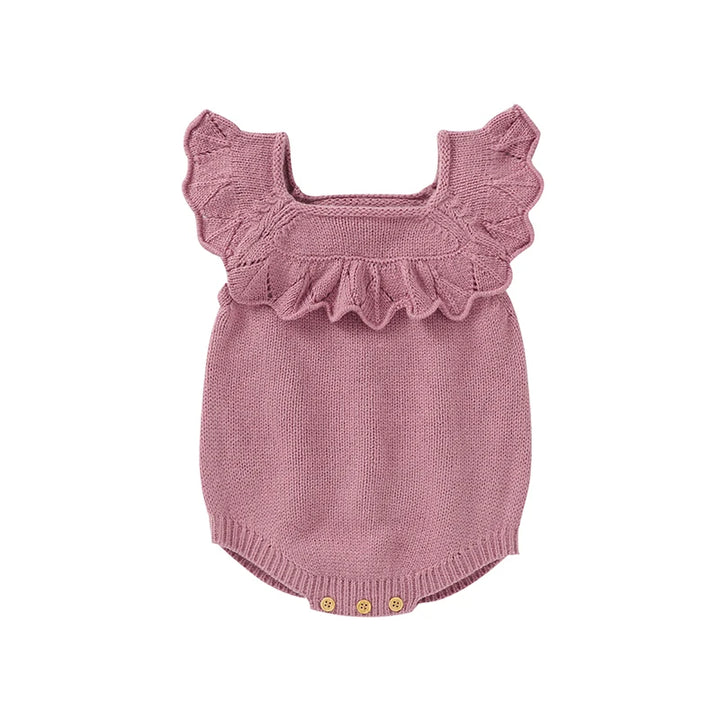 Baby Bodysuits Solid Knit Infant Girl Jumpsuit Fashion Ruffles Kid Clothes Newborn Overalls Sleeveless 0-18M Romper Child Summer