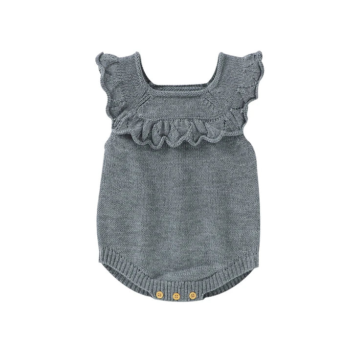 Baby Bodysuits Solid Knit Infant Girl Jumpsuit Fashion Ruffles Kid Clothes Newborn Overalls Sleeveless 0-18M Romper Child Summer