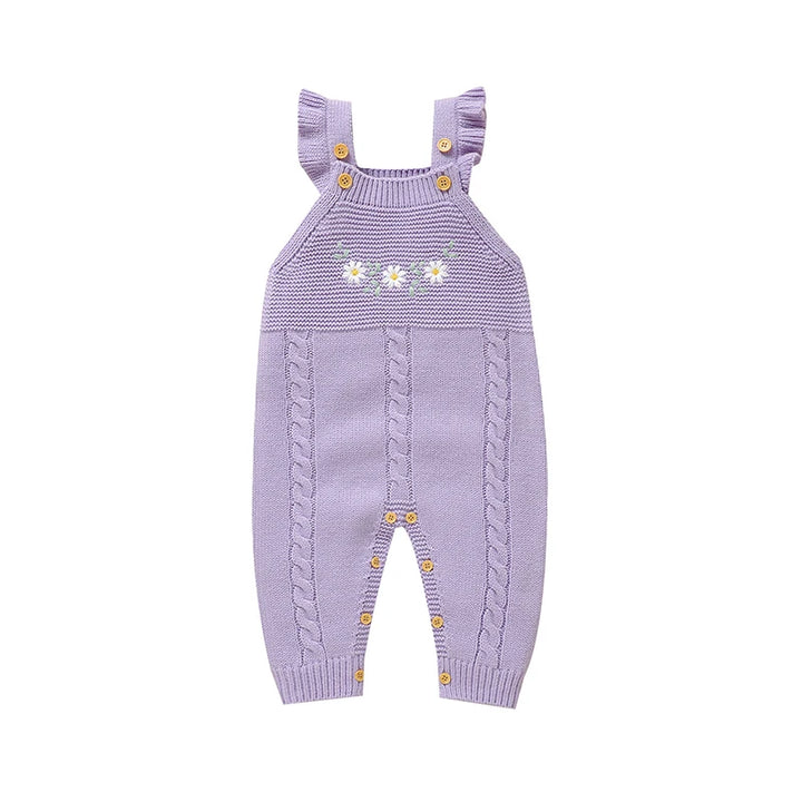 Newborn Baby Girls Rompers Clothes 0-18m Floral Knitted Infant Sleeveless Jumpsuits Outwear Toddler Playsuits One Piece Overalls