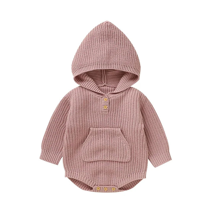 Newborn Baby Bodysuit Knit Infant Girl Boy Jumpsuit Long Sleeve Fall Toddler Kid Clothes 0-18M Top Fashion Solid Hooded Overalls